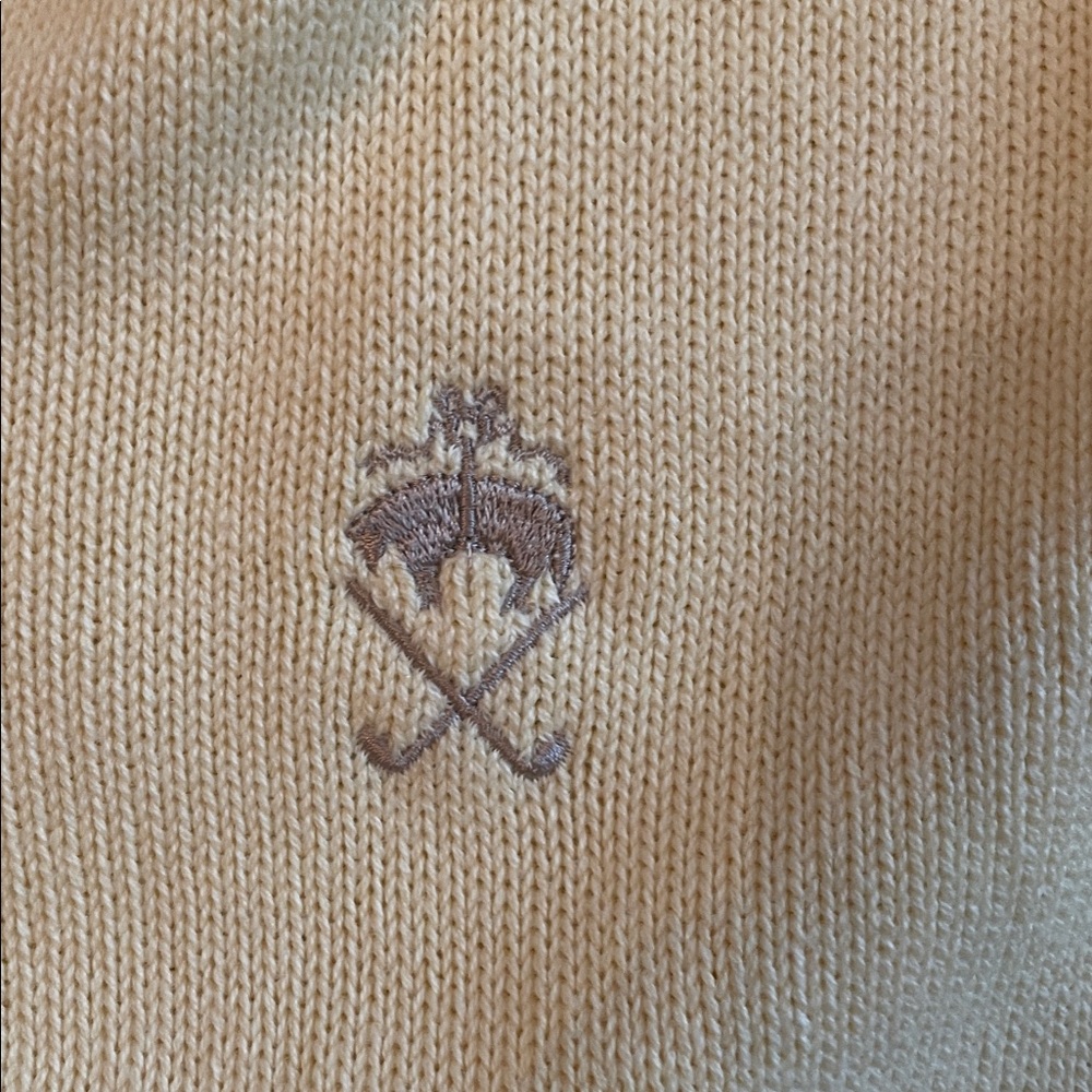 Brooks Brothers cotton yellow V-Neck golf logo Sweater Vest size large - Picture 2 of 5